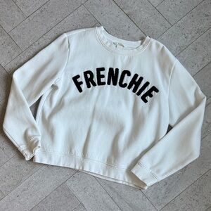 H&M White Crew Neck Sweater with Black Lettering